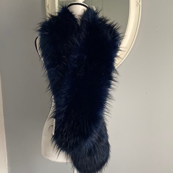 Fashion Apparel Accessories - Fashion Apparel & Accessories Navy Fur Scarf